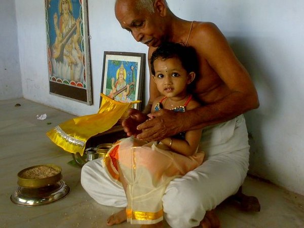 Aksharabhyasam — Writing the First Letter Ceremony